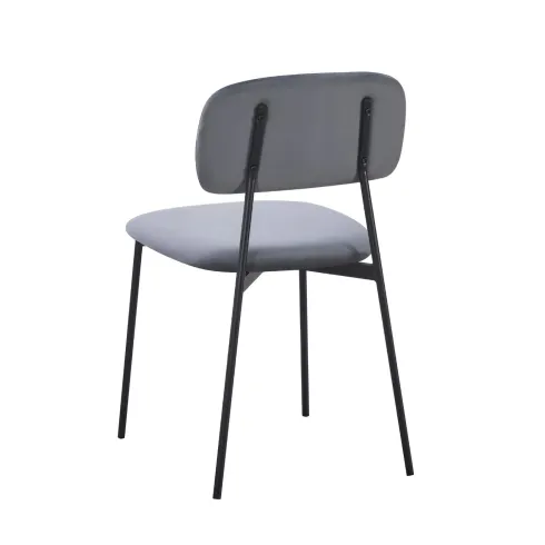 Set 4 Sedie in Vellutino Grigio 44x49x78 cm Struttura in Metallo Nero