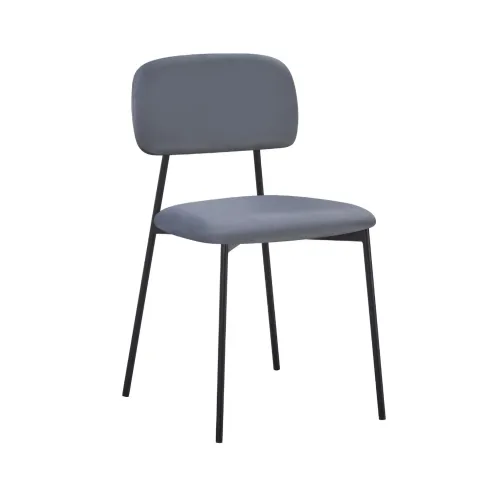 Set 4 Sedie in Vellutino Grigio 44x49x78 cm Struttura in Metallo Nero