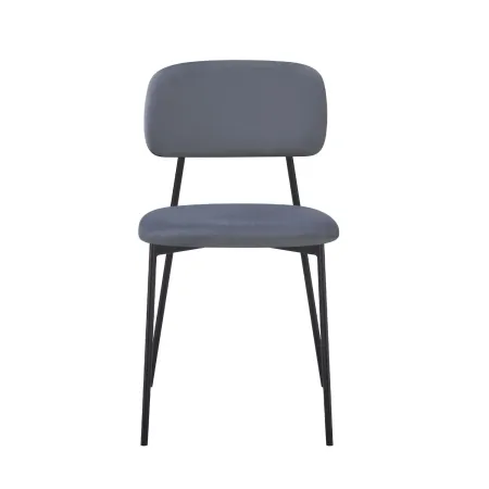 Set 4 Sedie in Vellutino Grigio 44x49x78 cm Struttura in Metallo Nero