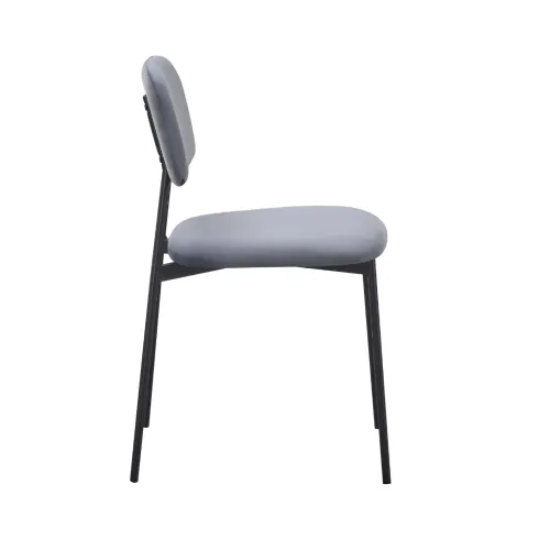 Set 4 Sedie in Vellutino Grigio 44x49x78 cm Struttura in Metallo Nero