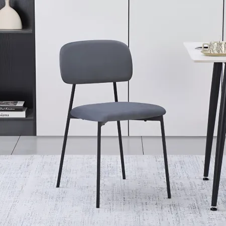 Set 4 Sedie in Vellutino Grigio 44x49x78 cm Struttura in Metallo Nero