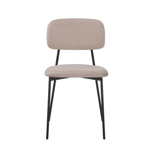 Set 4 Sedie in Vellutino Beige 44x49x78 cm Struttura in Metallo Nero
