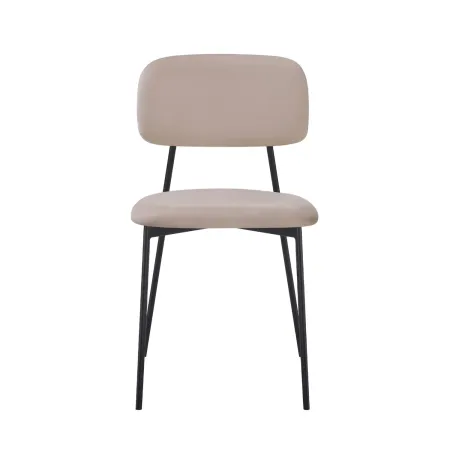 Set 4 Sedie in Vellutino Beige 44x49x78 cm Struttura in Metallo Nero