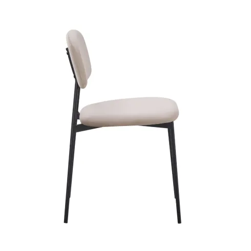 Set 4 Sedie in Vellutino Beige 44x49x78 cm Struttura in Metallo Nero