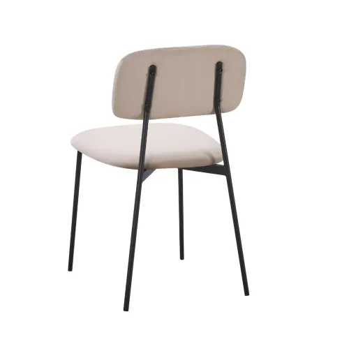 Set 4 Sedie in Vellutino Beige 44x49x78 cm Struttura in Metallo Nero