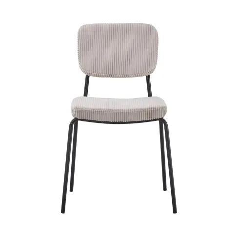 Set 4 Sedie in Tessuto Beige 44x55x83 cm Struttura Metallo Nero