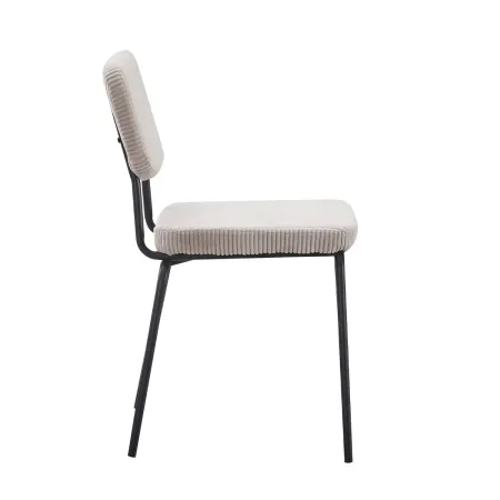 Set 4 Sedie in Tessuto Beige 44x55x83 cm Struttura Metallo Nero