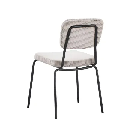 Set 4 Sedie in Tessuto Beige 44x55x83 cm Struttura Metallo Nero