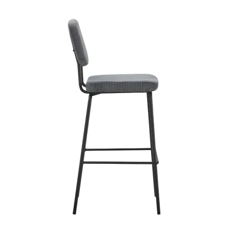 Sgabello Imbottito in Tessuto Grigio Scuro Struttura in Metallo Nero