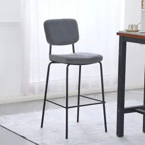 Sgabello Imbottito in Tessuto Grigio Scuro Struttura in Metallo Nero 2
