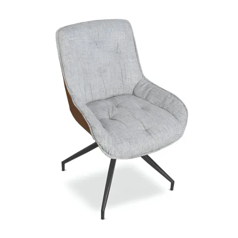 Set 2 Sedie da Pranzo Grigio Chiaro con Base Fissa Gambe in Metallo