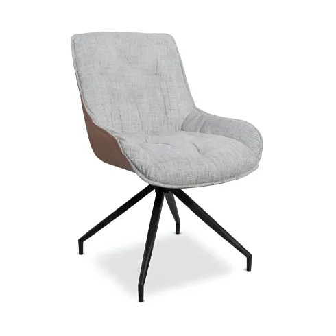 Set 2 Sedie da Pranzo Grigio Chiaro con Base Fissa Gambe in Metallo