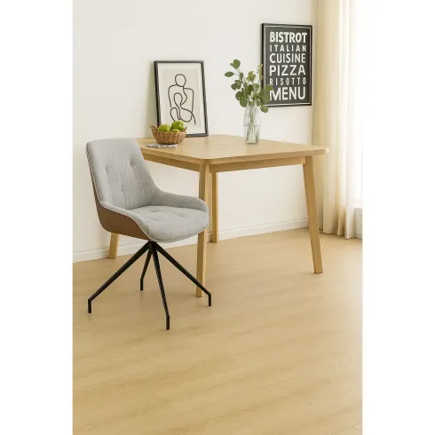 Set 2 Sedie da Pranzo Grigio Chiaro con Base Fissa Gambe in Metallo