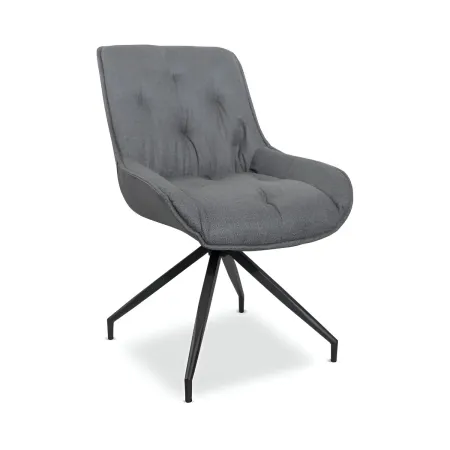 Set 2 Sedie da Pranzo Grigio con Base Fissa Gambe in Metallo Nero