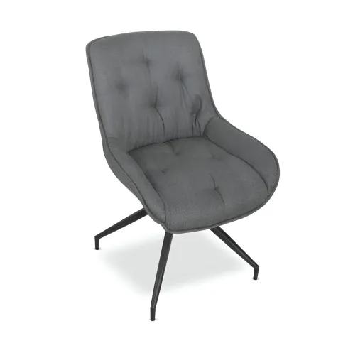 Set 2 Sedie da Pranzo Grigio con Base Fissa Gambe in Metallo Nero