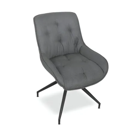 Set 2 Sedie da Pranzo Grigio con Base Fissa Gambe in Metallo Nero