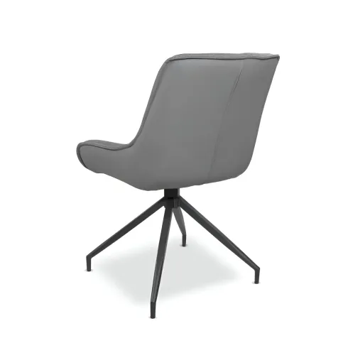 Set 2 Sedie da Pranzo Grigio con Base Fissa Gambe in Metallo Nero