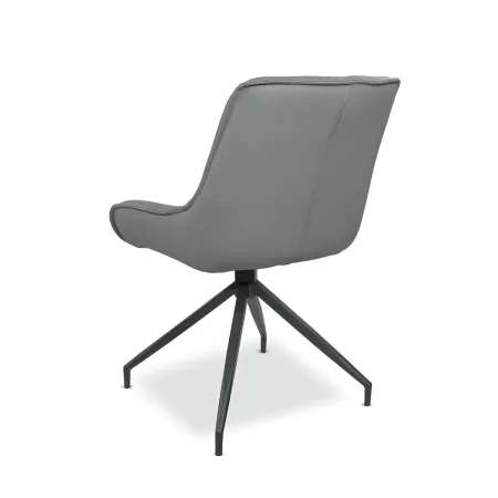 Set 2 Sedie da Pranzo Grigio con Base Fissa Gambe in Metallo Nero