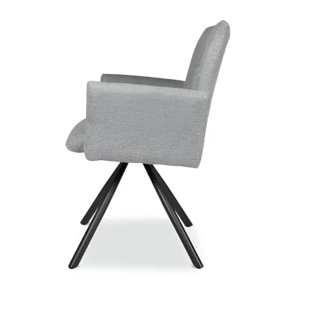 Set 2 Sedie Girevoli in Tessuto Grigio con Gambe in Metallo Nero