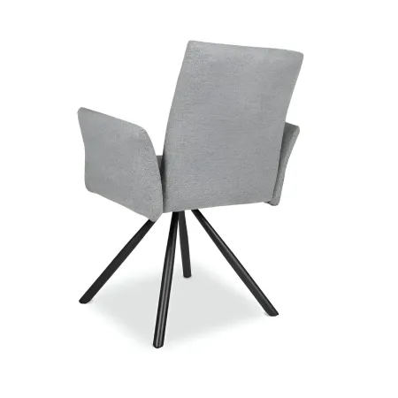 Set 2 Sedie Girevoli in Tessuto Grigio con Gambe in Metallo Nero