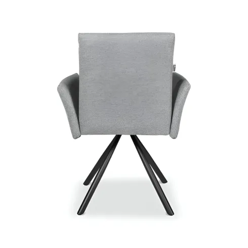 Set 2 Sedie Girevoli in Tessuto Grigio con Gambe in Metallo Nero