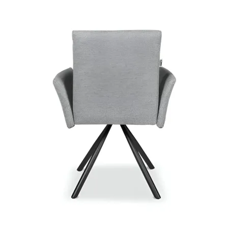 Set 2 Sedie Girevoli in Tessuto Grigio con Gambe in Metallo Nero