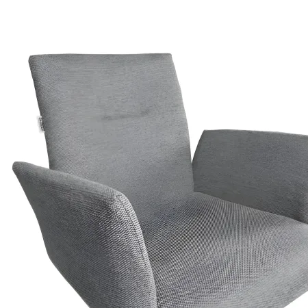 Set 2 Sedie Girevoli in Tessuto Grigio con Gambe in Metallo Nero