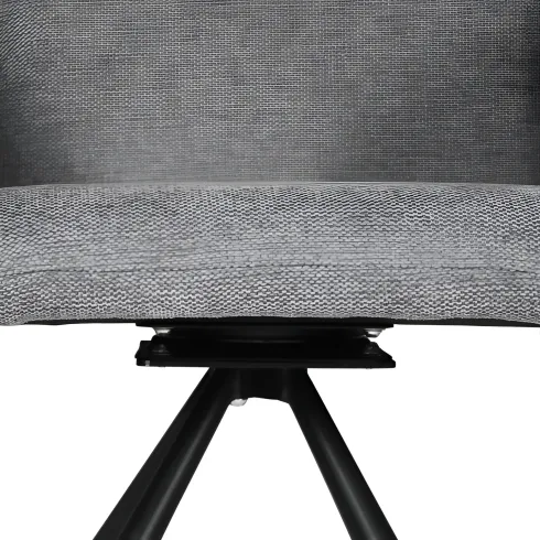 Set 2 Sedie Girevoli in Tessuto Grigio con Gambe in Metallo Nero