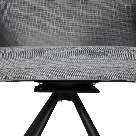 Set 2 Sedie Girevoli in Tessuto Grigio con Gambe in Metallo Nero