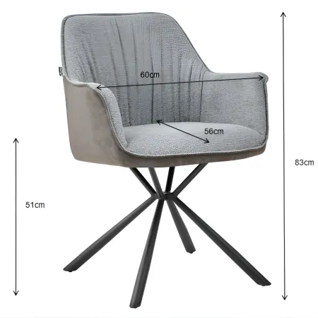 Set 2 Sedie Imbottite in Tessuto Grigio Retro in Ecopelle Gambe Nere