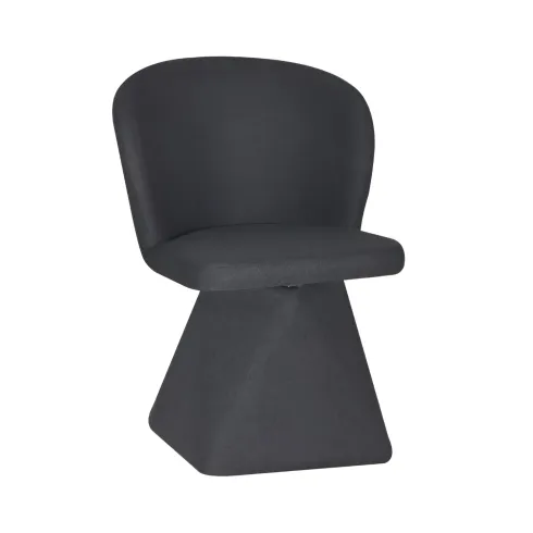 Set 2 Sedie Girevoli in Tessuto Grigio Scuro con Base Piramidale