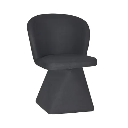 Set 2 Sedie Girevoli in Tessuto Grigio Scuro con Base Piramidale