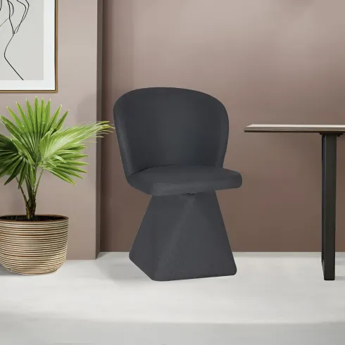 Set 2 Sedie Girevoli in Tessuto Grigio Scuro con Base Piramidale