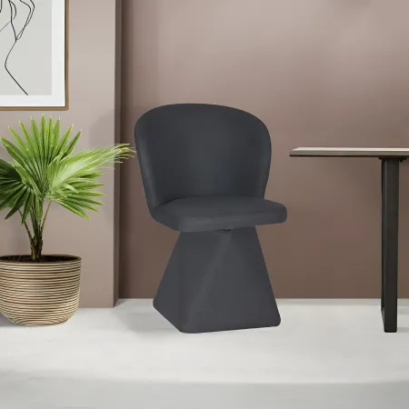 Set 2 Sedie Girevoli in Tessuto Grigio Scuro con Base Piramidale