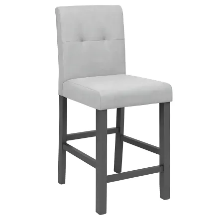 Set 2 Sgabelli in Legno Grigio con Seduta Imbottita in Tessuto Grigio