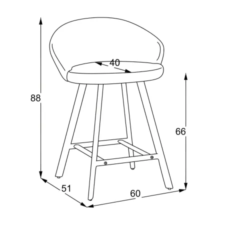 Sgabello Imbottito in Tessuto Tortora con Gambe Nere in Metallo