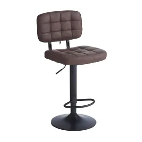 Set 4 Sgabelli Regolabili Ecopelle Marrone con Struttura Metallo Nero