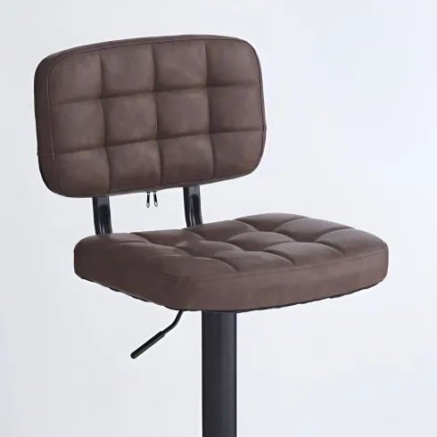 Set 4 Sgabelli Regolabili Ecopelle Marrone con Struttura Metallo Nero