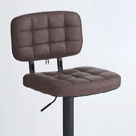 Set 4 Sgabelli Regolabili Ecopelle Marrone con Struttura Metallo Nero