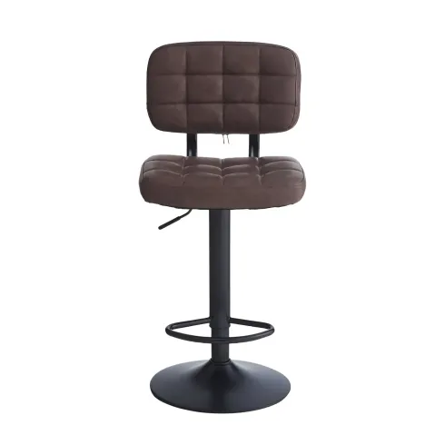 Set 4 Sgabelli Regolabili Ecopelle Marrone con Struttura Metallo Nero