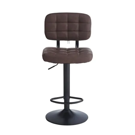 Set 4 Sgabelli Regolabili Ecopelle Marrone con Struttura Metallo Nero