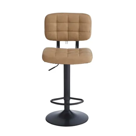 Set 4 Sgabello Regolabili Ecopelle Cammello Struttura in Metallo Nero