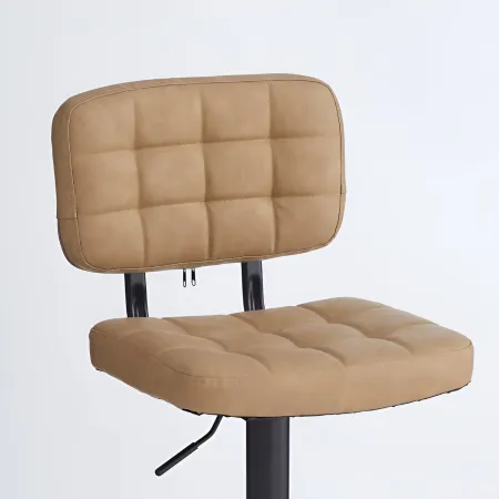 Set 4 Sgabello Regolabili Ecopelle Cammello Struttura in Metallo Nero