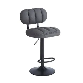 Sgabello in Ecopelle Grigio Regolabile con Poggiapiedi in Metallo