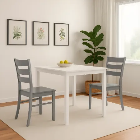 Set 2 Sedie in Legno Grigio da Interno con Schienale Alto