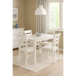 Set 2 Sedie in Legno Bianco da Interno con Schienale Alto 2