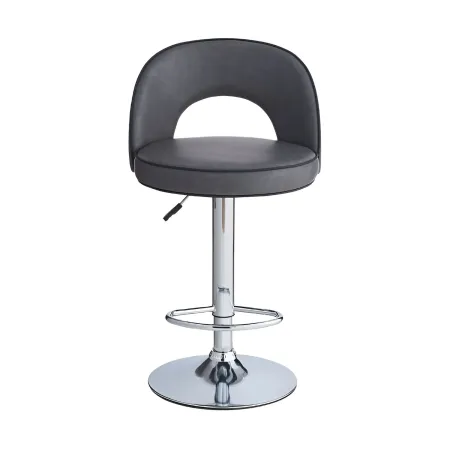 Sgabello in Ecopelle Grigio con Gamba in Metallo Inox Regolabile