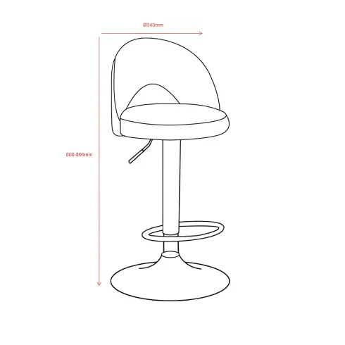 Sgabello in Ecopelle Grigio con Gamba in Metallo Inox Regolabile