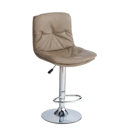 Sgabello Seduta in Ecopelle Tortora Gamba in Metallo Inox Regolabile