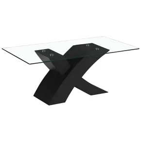 Tavolino in Vetro Temperato 110x60x45 cm Struttura Incrociata Nera